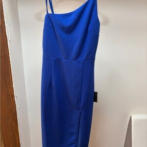 Lulu's cobalt blue asymmetrical midi-dress